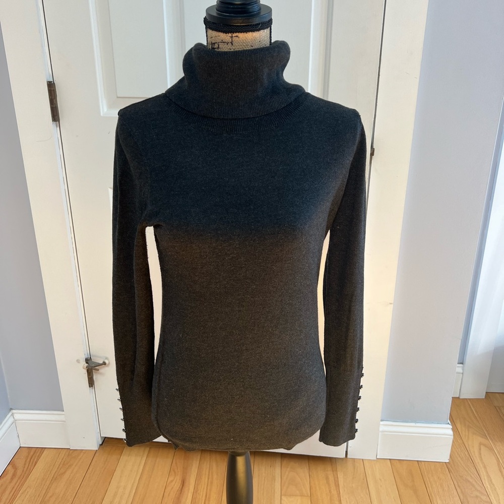 Long sleeve gray cowl neck loft size small